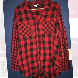 Red and black buffalo print button down Cato Xl